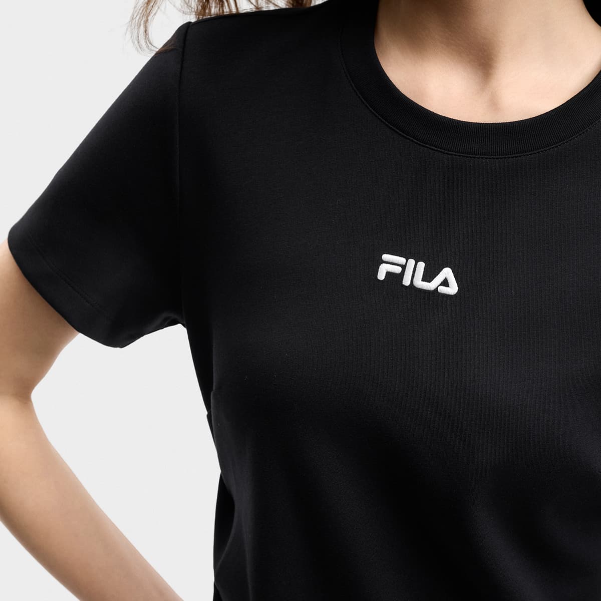 Платье FILA ORIGINALE Короткий рукав длинная юбка женский глубокий черный - изображение 7
