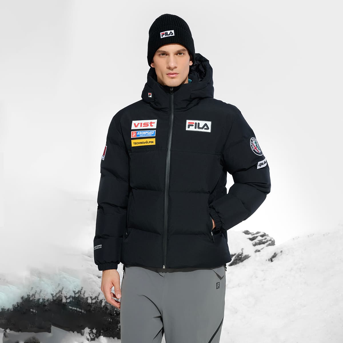 Зимняя куртка FILA SKI Пуховик Мужской Темно-Черный - изображение 4