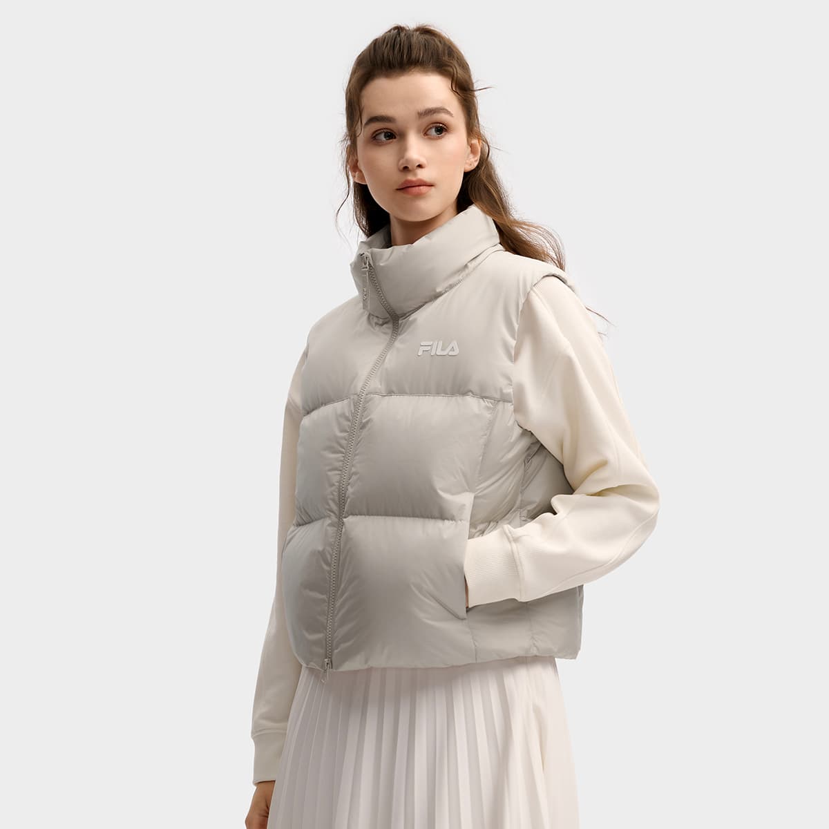 FILA ORIGINALE Пуховый жилет Women's Silver Облачный серый - изображение 5
