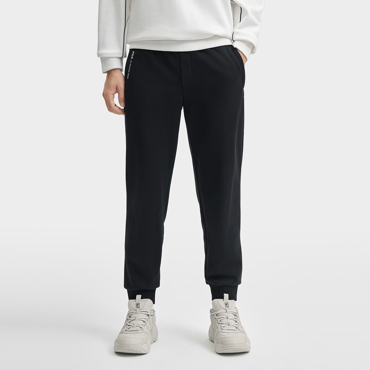 Штаны FILA ORIGINALE Эластичный манжет Однотонный Универсальный С флисовой подкладкой Эластичные Вязаные Тренировочные Штаны - изображение 3