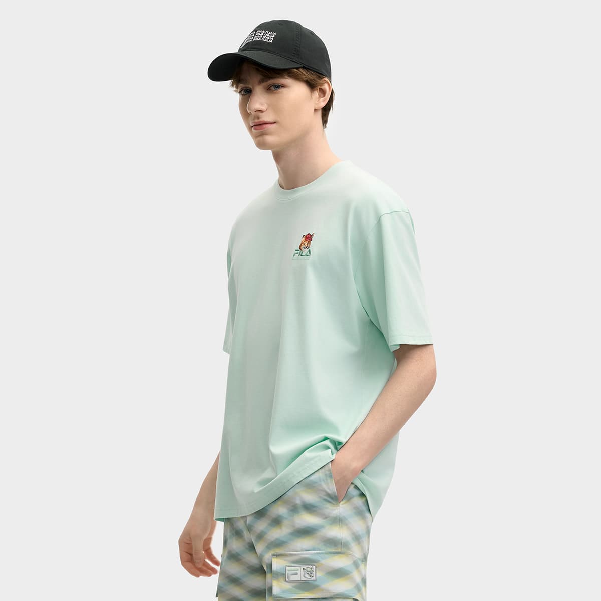 Футболка FILA X MAISON KITSUNE Little Fox T Рубашка Унисекс Светлый Изумрудно-Зеленый - изображение 5