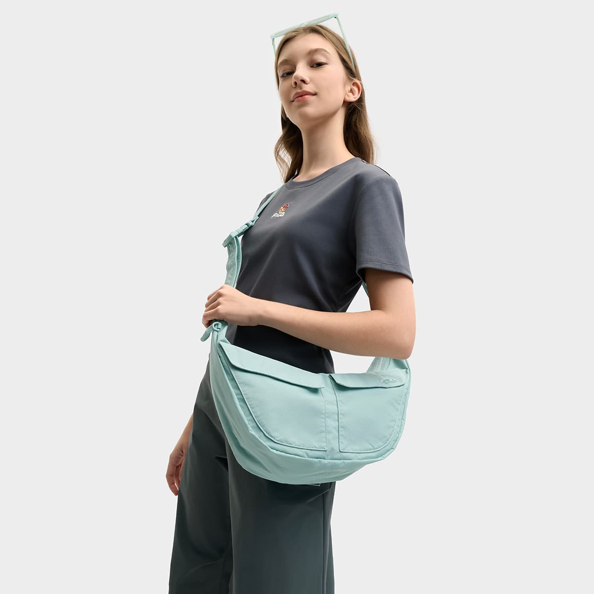 Сумка через плечо FILA X Maison Kitsuné Ткань Сумка через плечо Унисекс Пыльно-синий - изображение 4
