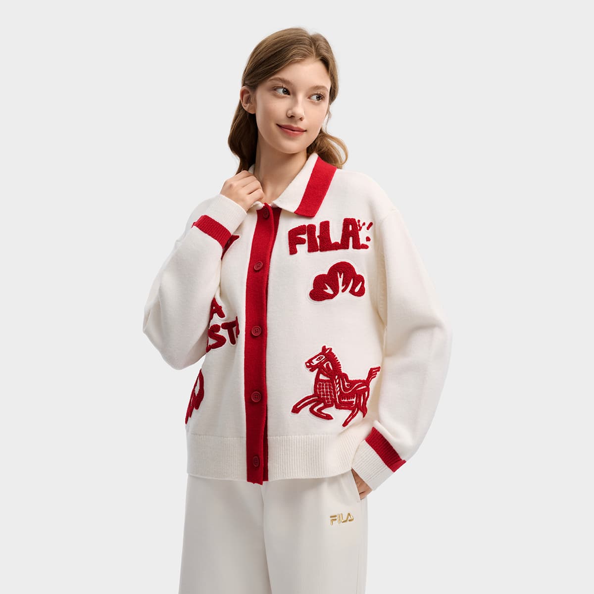 Кардиган FILA CNY Cloud White Женские Свитера - изображение 3