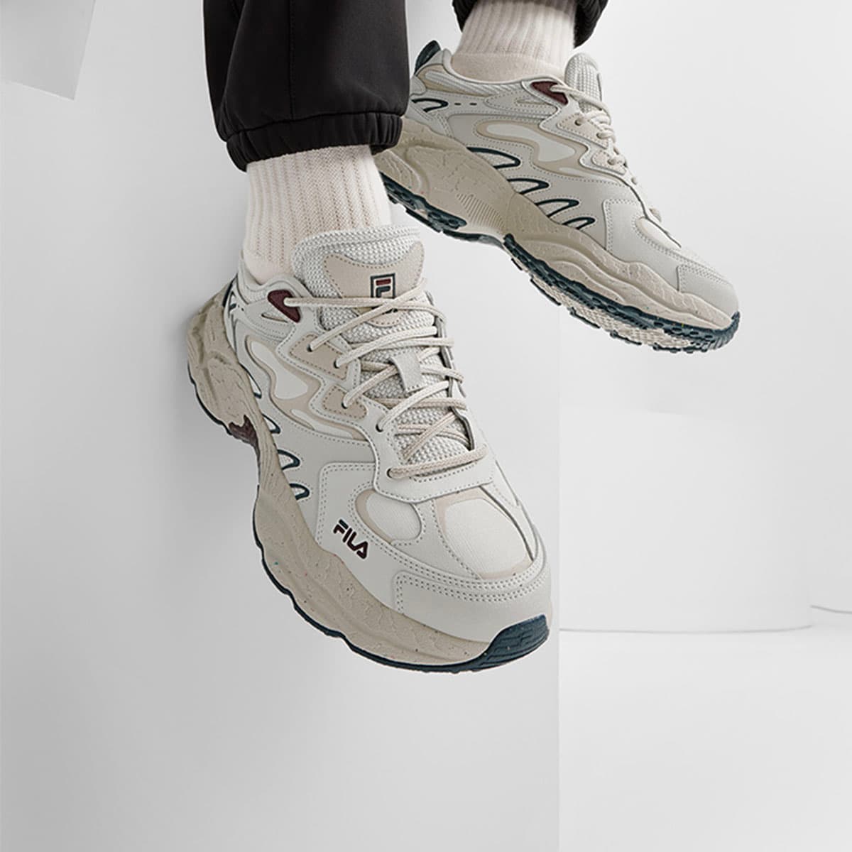 Кроссовки FILA Ферн Аbrasion Resistant Низкий Топ Повседневная Обувь Мужская Бежево-Зеленая - изображение 6