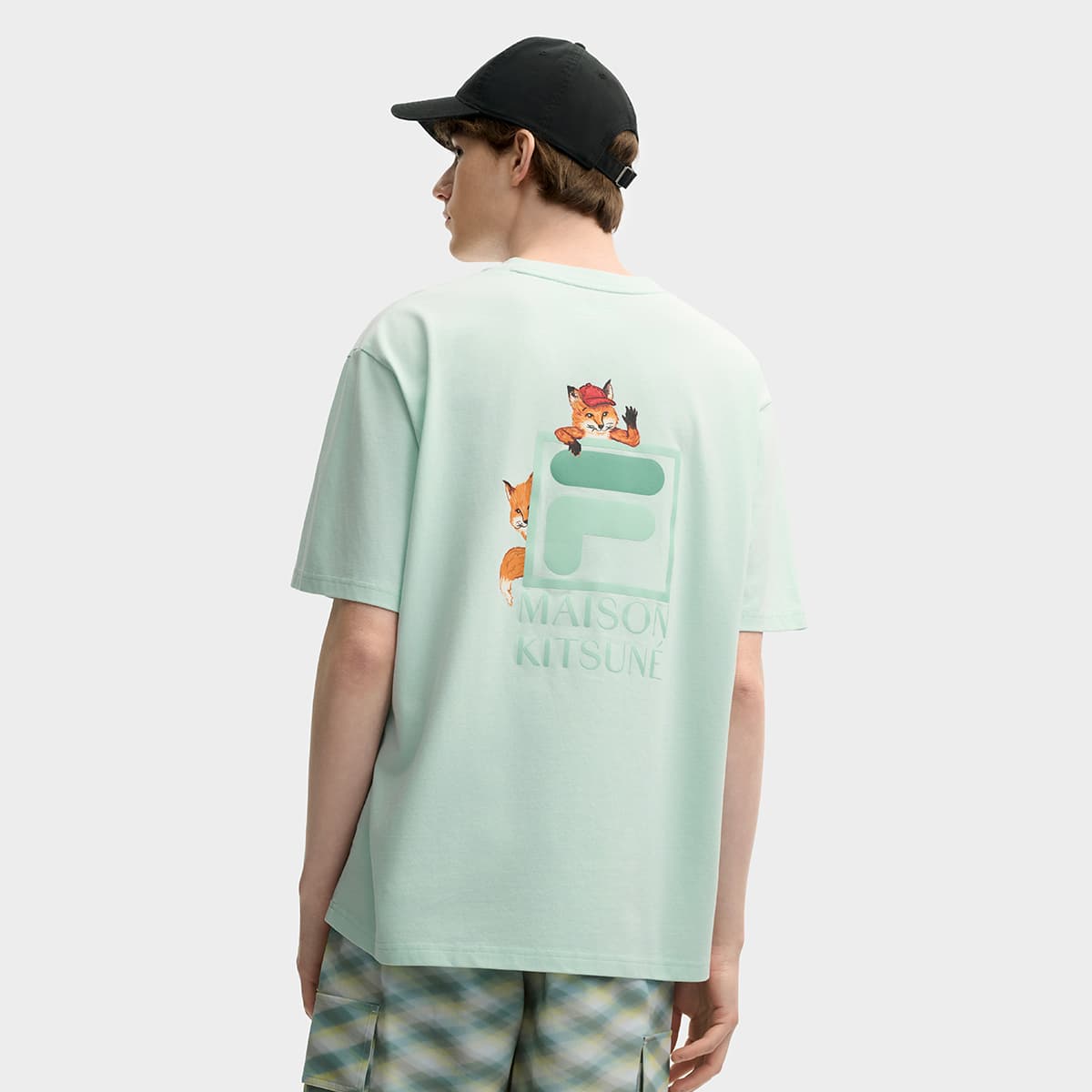 Футболка FILA X MAISON KITSUNE Little Fox T Рубашка Унисекс Светлый Изумрудно-Зеленый - изображение 4