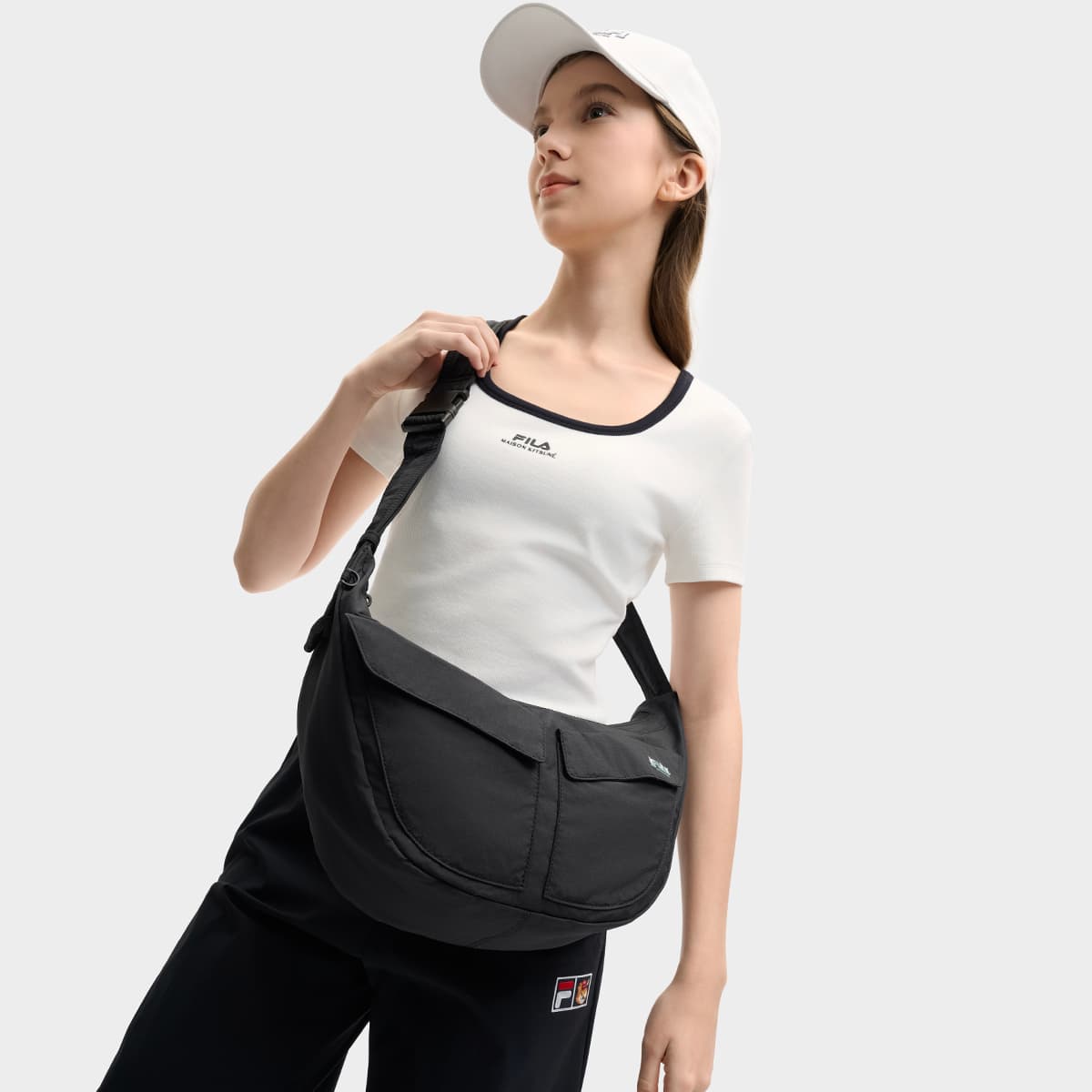 Сумка через плечо FILA X MAISON KITSUNÉ Ткань Сумка через плечо Унисекс Черная - изображение 4