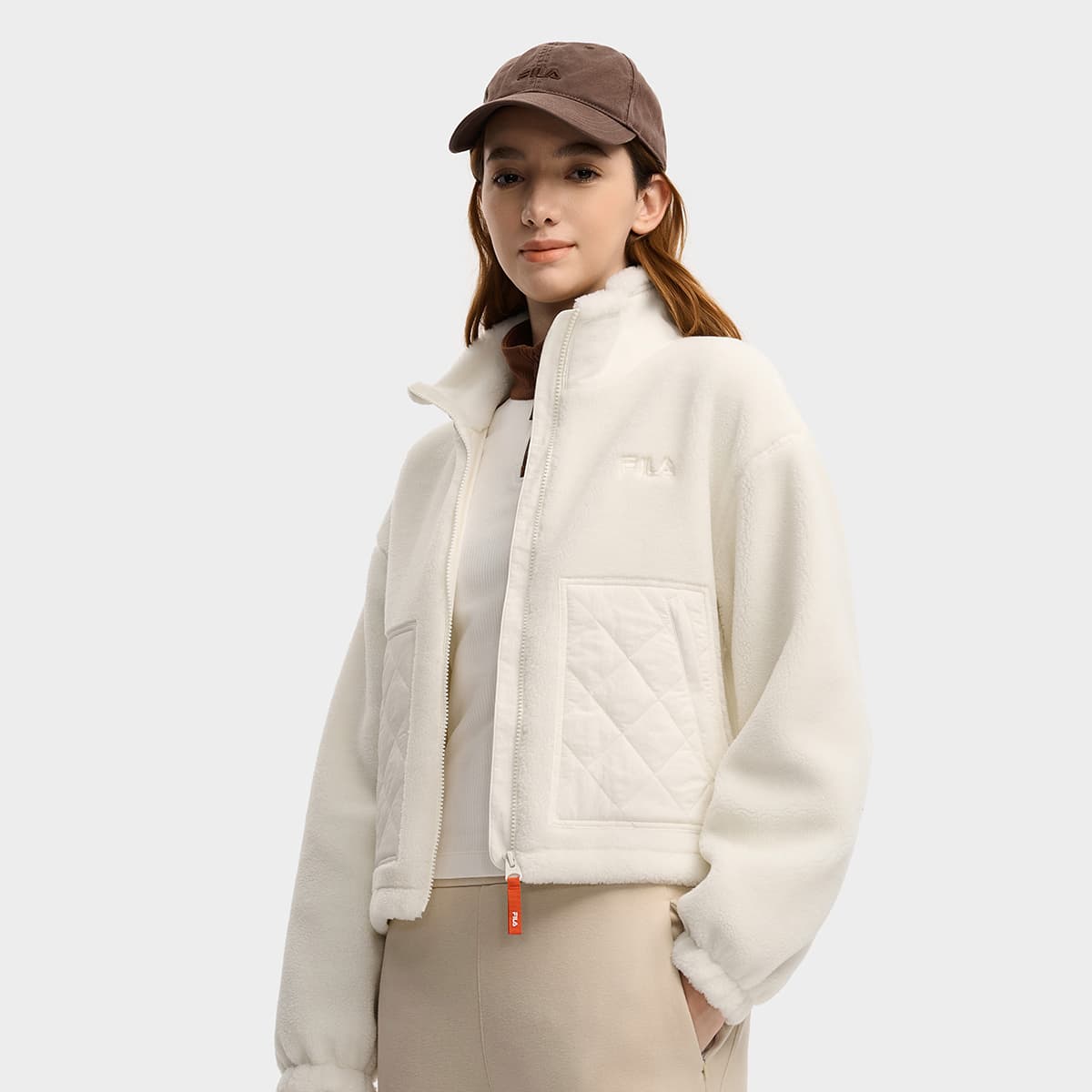 FILA ORIGINALE Вельветовое пальто для женщин цвет облако белое PEAK - изображение 5