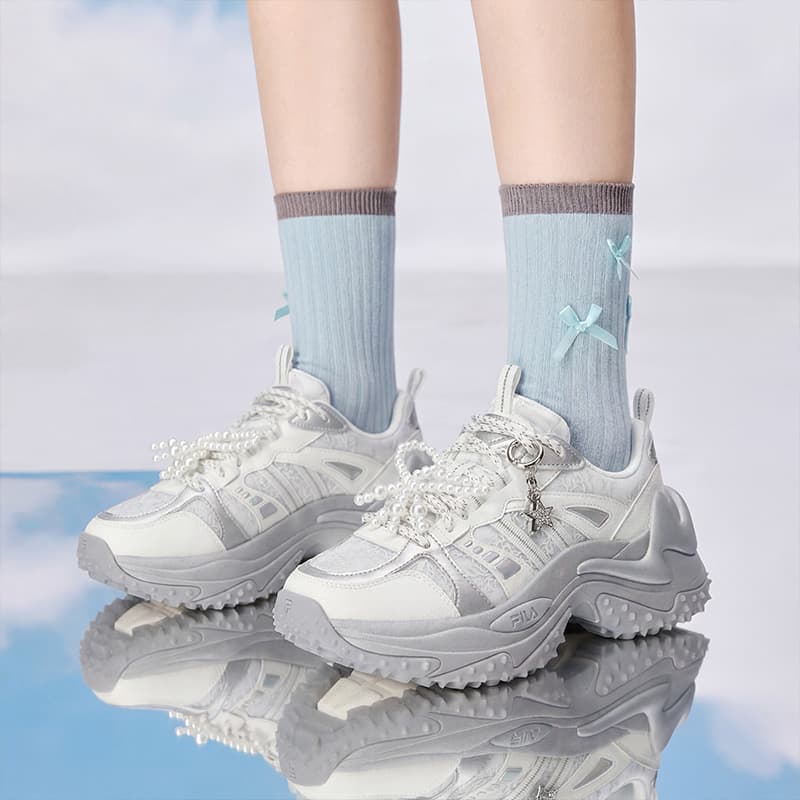 Кроссовки FILA SOFIA Fishbone Shoes визуально увеличивает рост устойчивые к истиранию легкие низкие массивные кроссовки - изображение 8