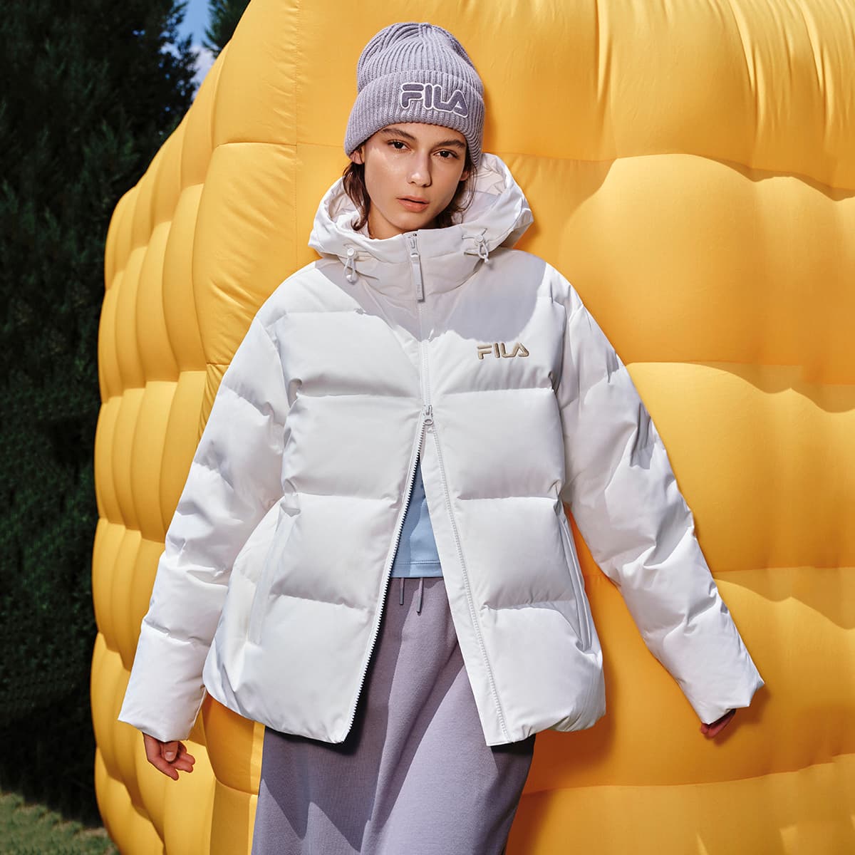 Зимняя куртка FILA Пуховик Унисекс Облачный белый - изображение 3