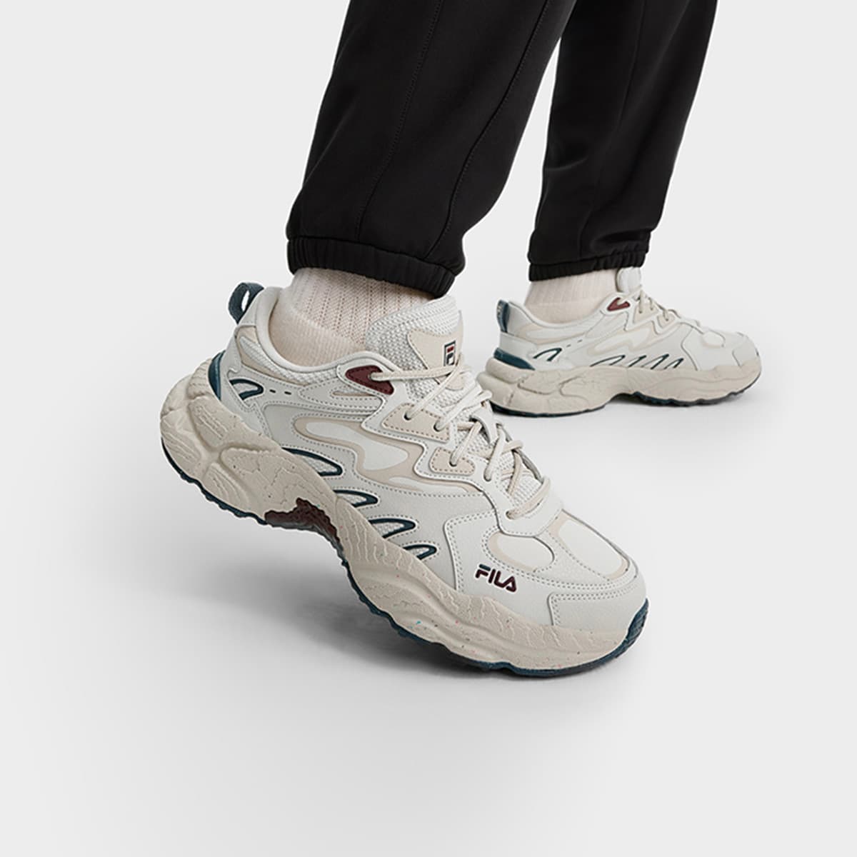Кроссовки FILA Ферн Аbrasion Resistant Низкий Топ Повседневная Обувь Мужская Бежево-Зеленая - изображение 4