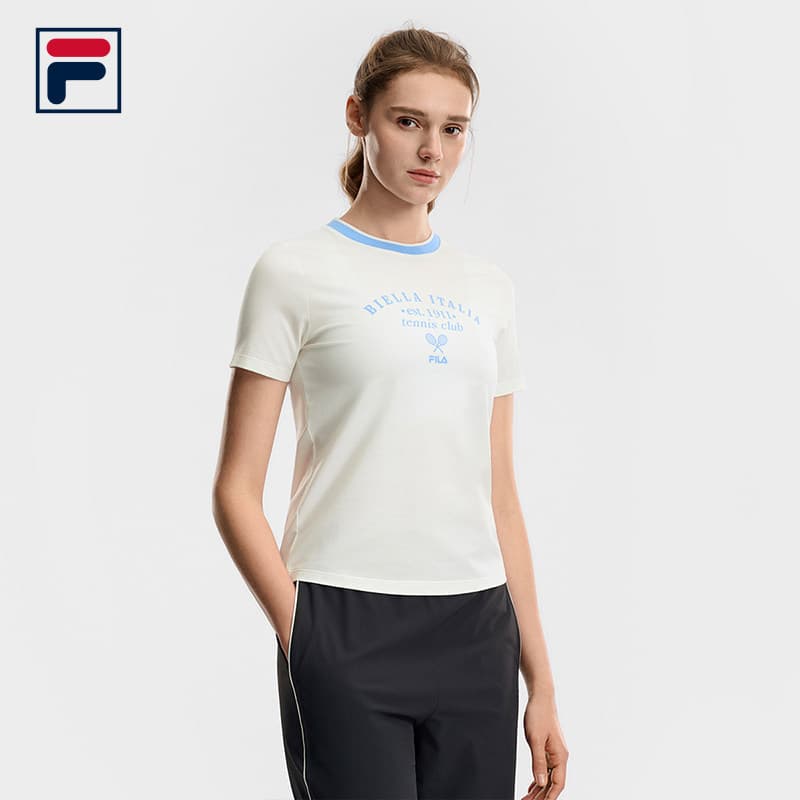 Футболка FILA Теннис T Рубашка Женская Облачно-Белая - изображение 5