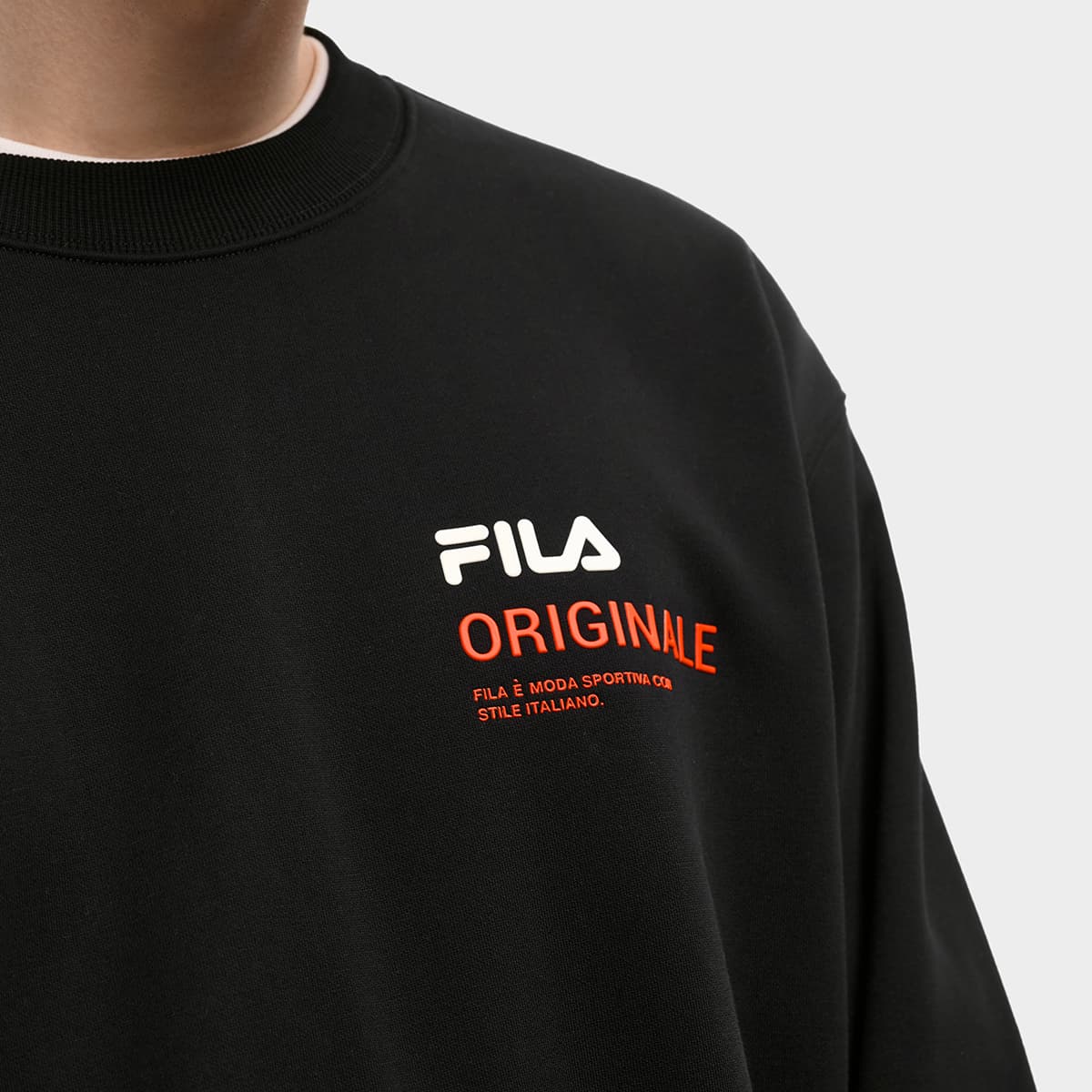 Худи FILA ORIGINALE С флисовой подкладкой Модный повседневный универсальный термальный свободный крой Толстовка мужской черный - изображение 5