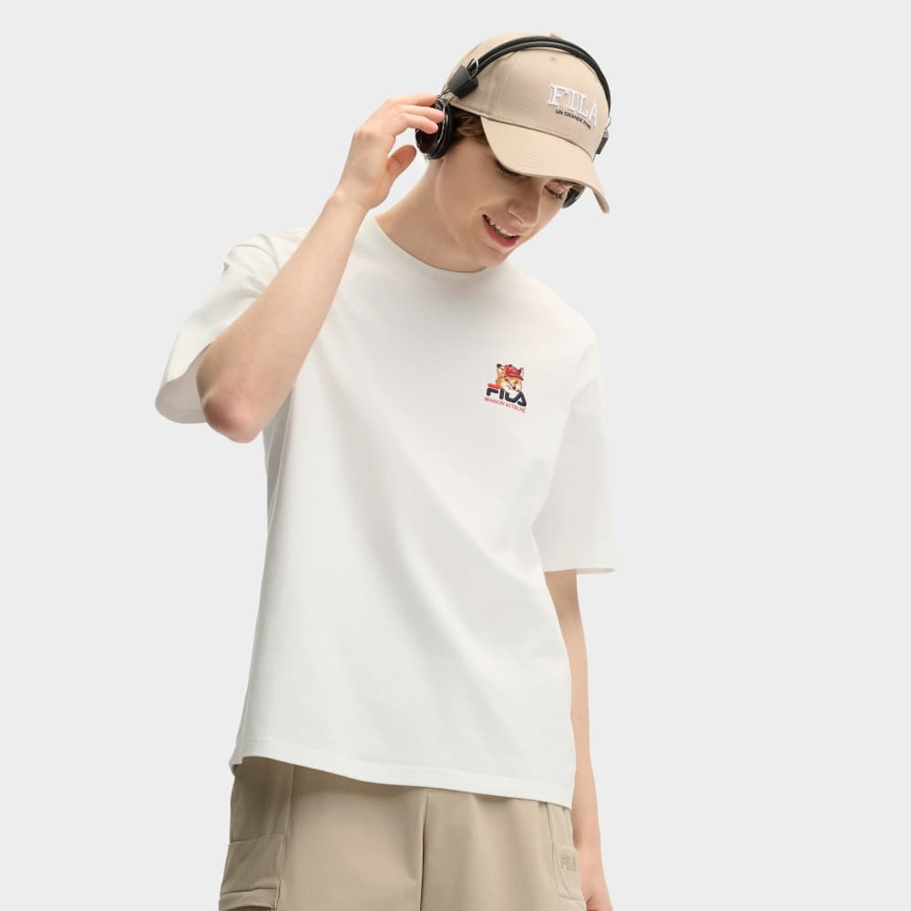 Футболка FILA X MAISON KITSUNE Little Fox T Рубашка Унисекс Облачный Белый - изображение 5