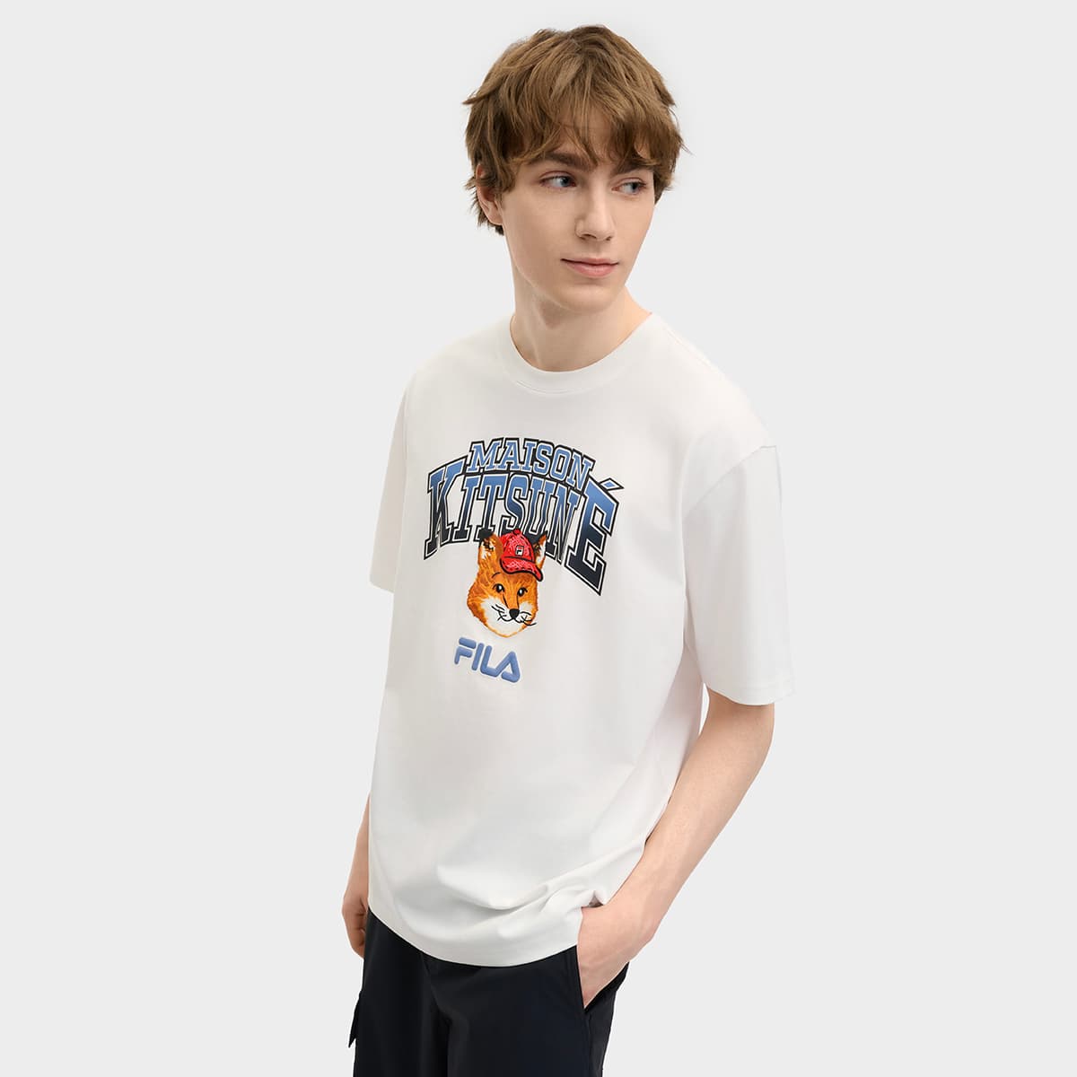 Футболка FILA X MAISON KITSUNE Little Fox T Рубашка Унисекс Облачный Белый - изображение 5