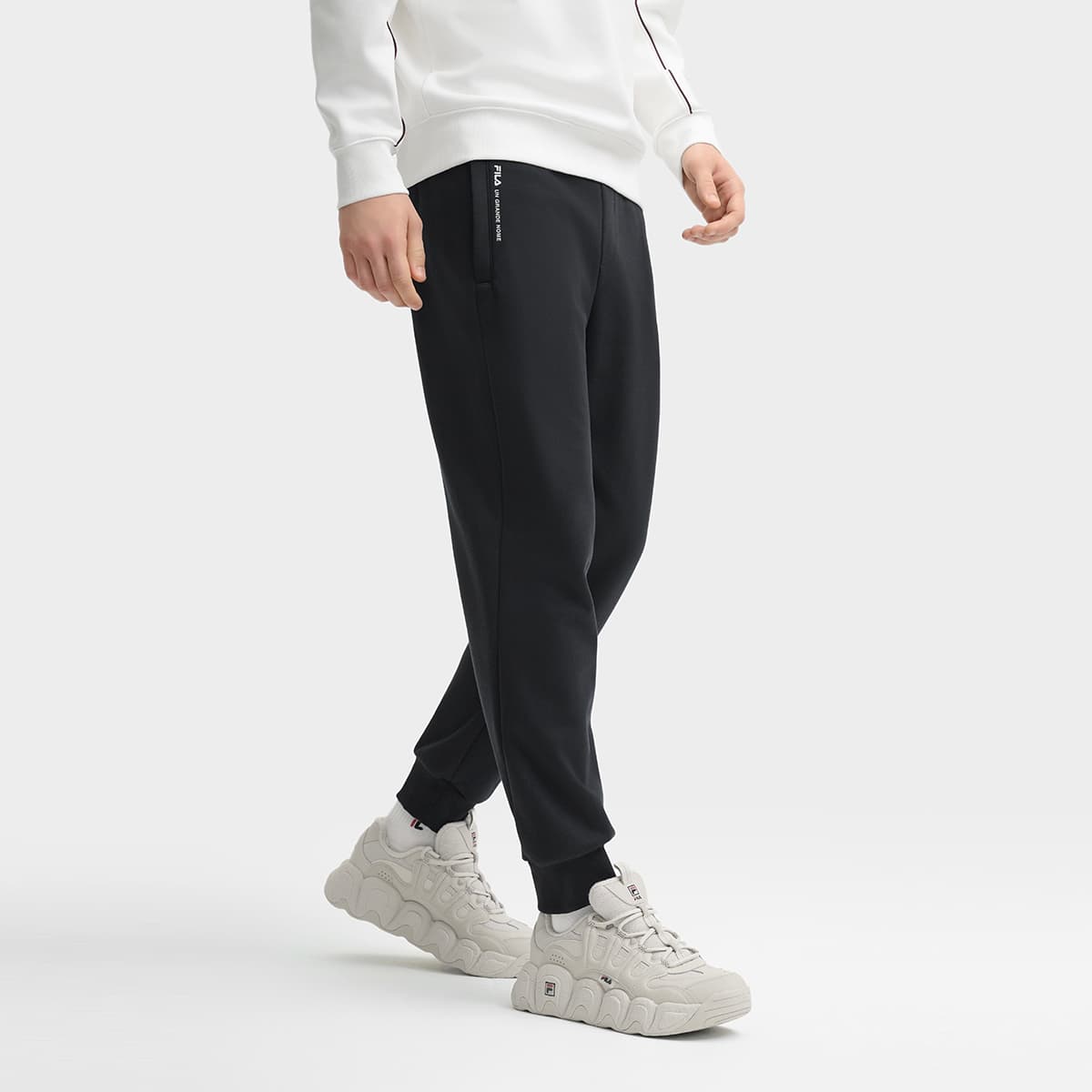 Штаны FILA ORIGINALE Эластичный манжет Однотонный Универсальный С флисовой подкладкой Эластичные Вязаные Тренировочные Штаны - изображение 5