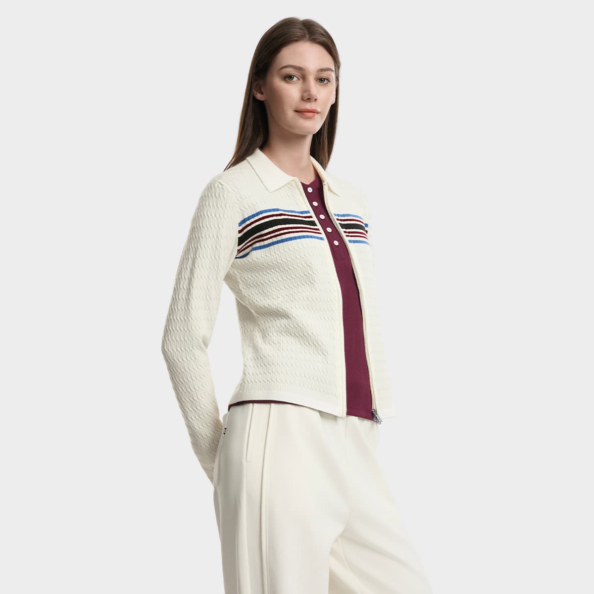 Кардиган Fila Heritage Цапельно-белый Женские Свитеры - изображение 6