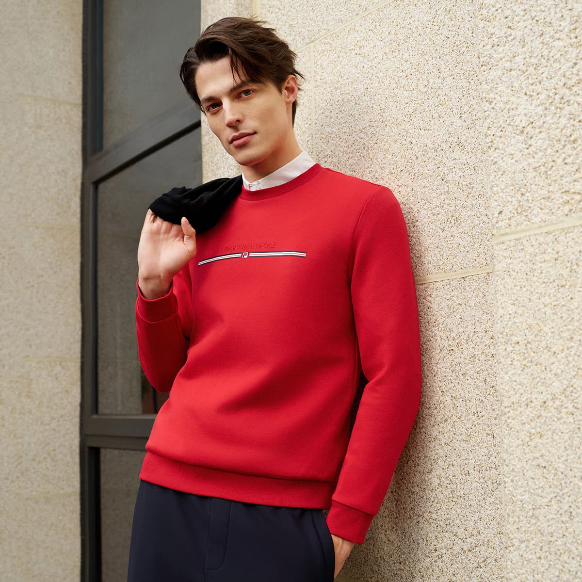 Худи FILA Heritage Толстовка Мужской Сливочно-бордовый - изображение 4