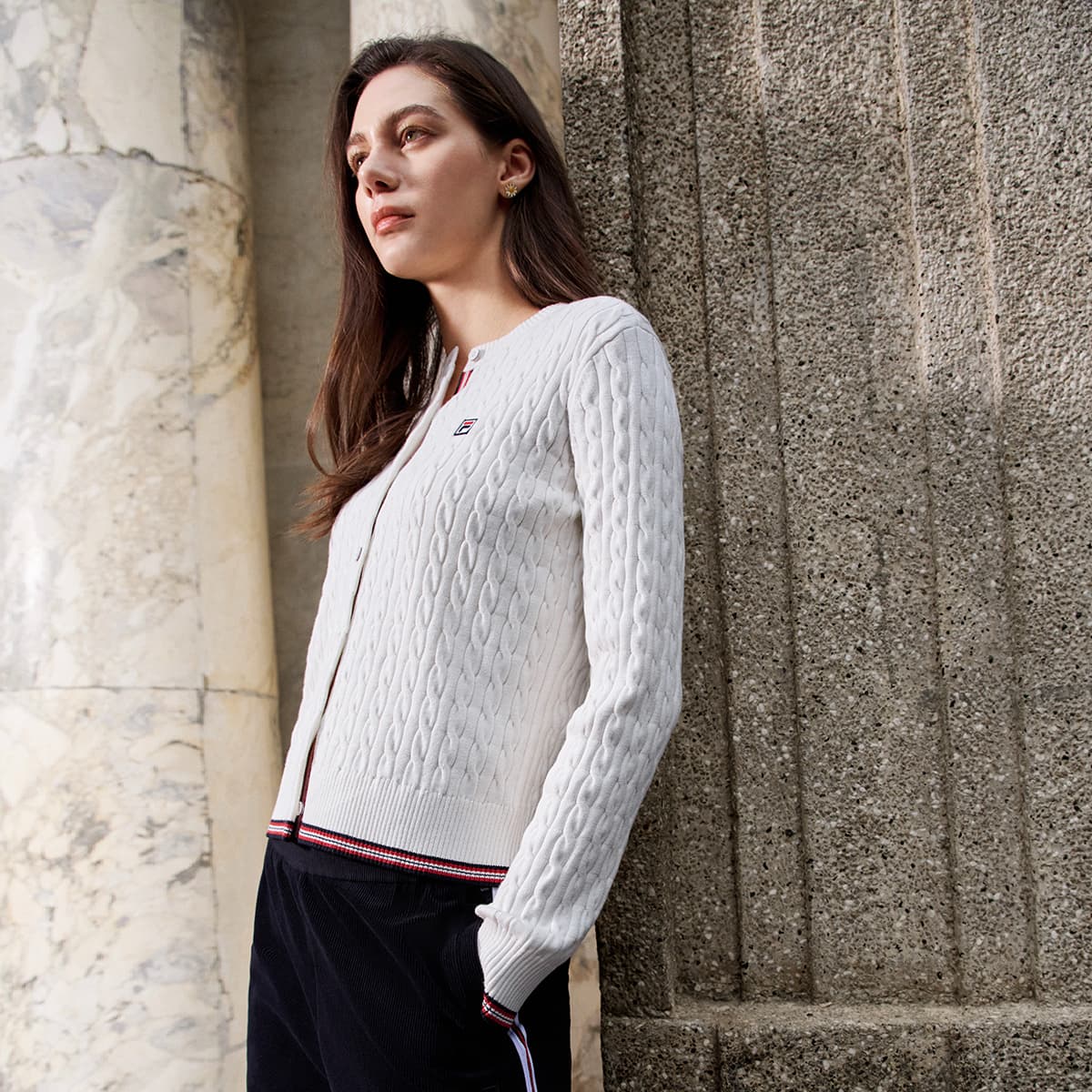 Кардиган Fila Heritage Свитер Женский Облачный Белый - изображение 5