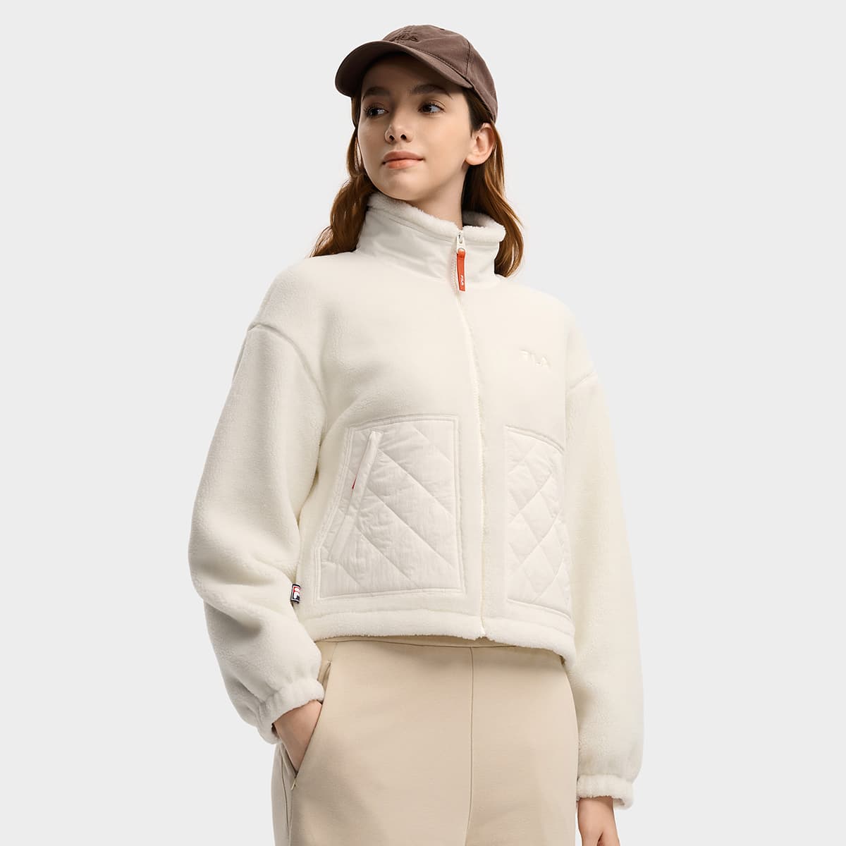 FILA ORIGINALE Вельветовое пальто для женщин цвет облако белое PEAK - изображение 3