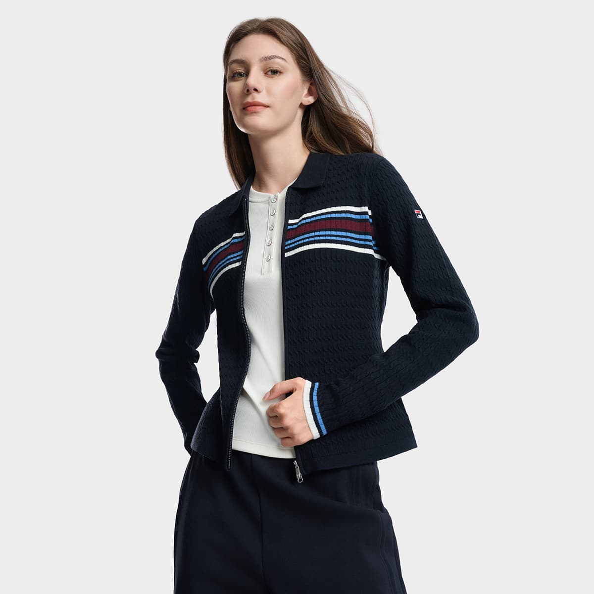 Кардиган Fila Heritage Легендарный синий Женские Свитеры - изображение 6
