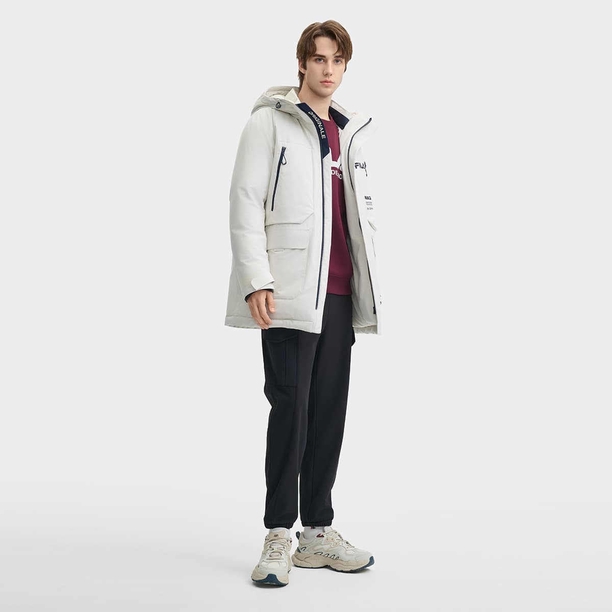 Зимняя куртка FILA ORIGINALE Пуховик Мужской Мягкий белый Серый - изображение 6