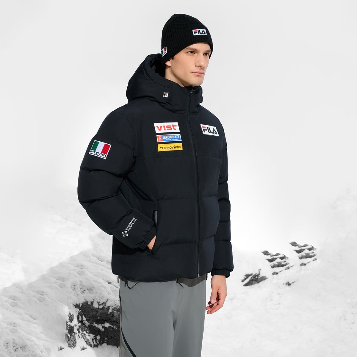 Зимняя куртка FILA SKI Пуховик Мужской Темно-Черный - изображение 6