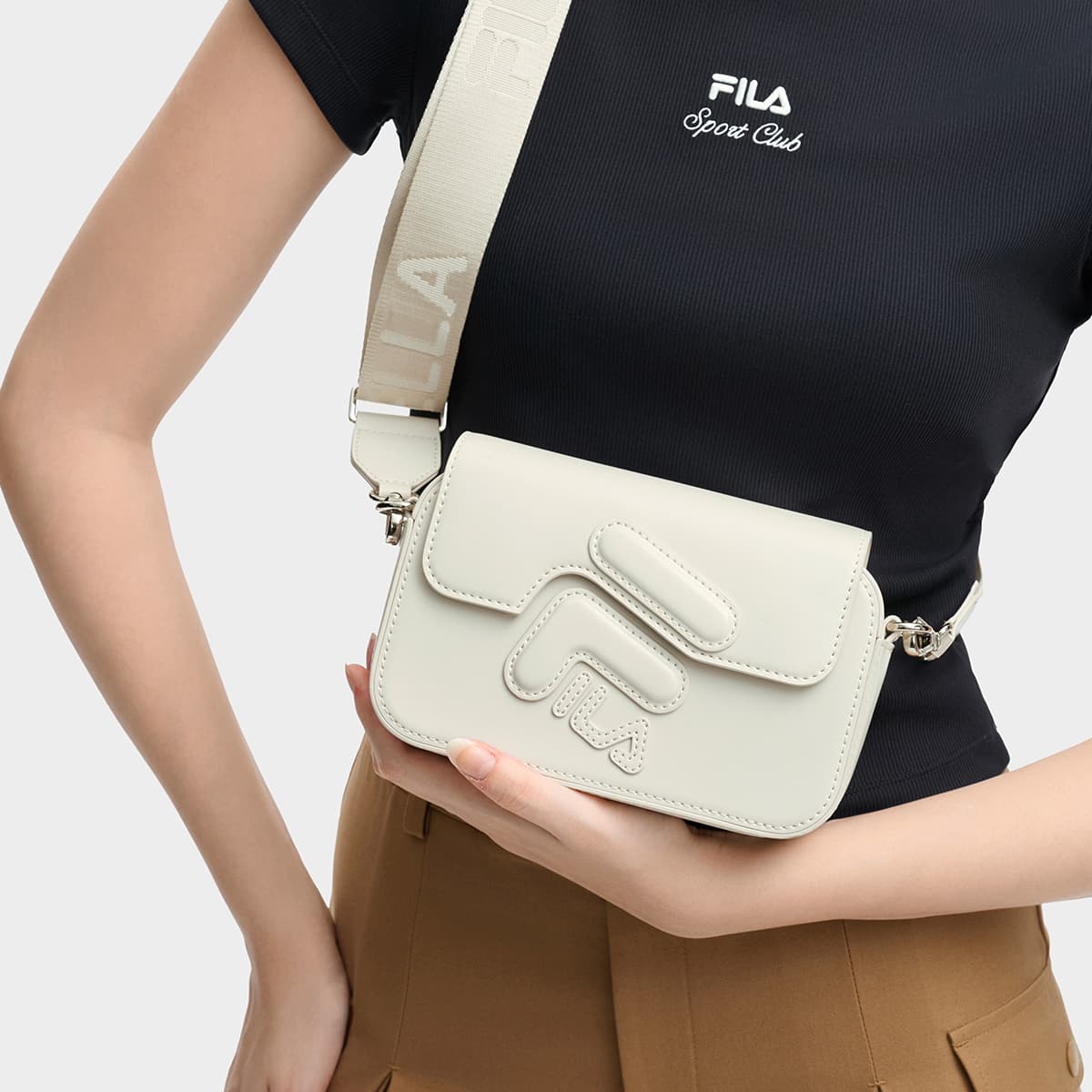 Сумка через плечо FILA ORIGINALE ПУ (полиуретан) Сумка через плечо Женская Лунный свет Серый - изображение 6