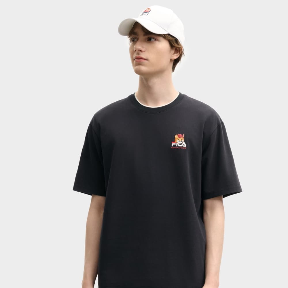 Футболка fila X MAISON KITSUNE Little Fox T Рубашка Унисекс Легендарный синий - изображение 3