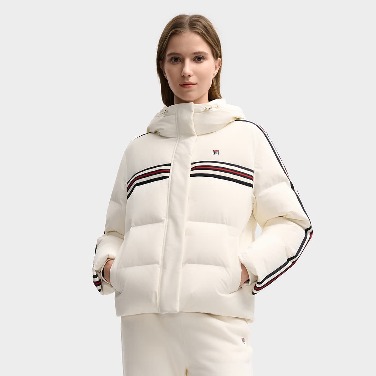 Пуховик Fila Heritage Пуховик Женские Туманный Лотосовый белый - изображение 3