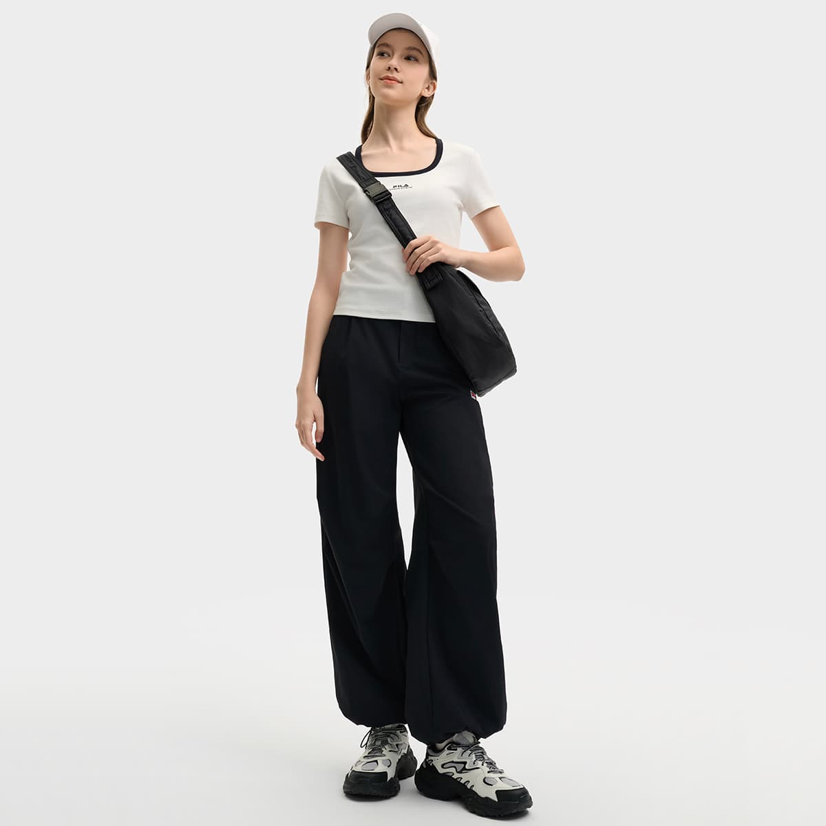Сумка через плечо FILA X MAISON KITSUNÉ Ткань Сумка через плечо Унисекс Черная - изображение 6