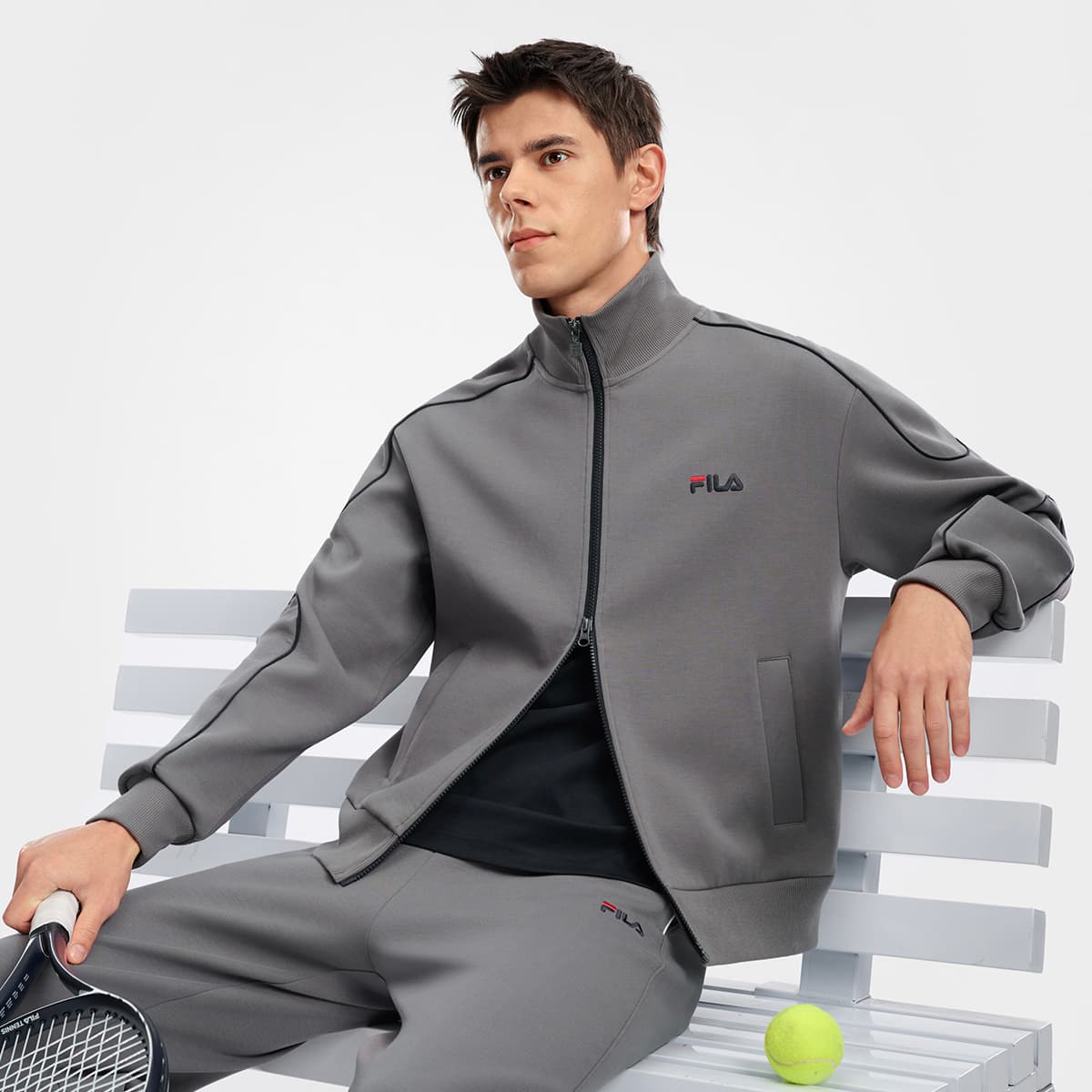 Куртка FILA Теннис Куртка Мужская Рифовая Серый - изображение 8