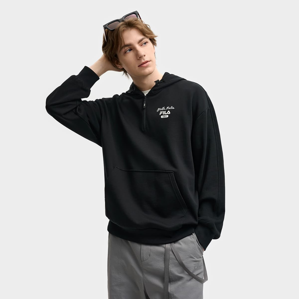 Худи FILA ORIGINALE Мужская толстовка с капюшоном и полузастежкой - изображение 5