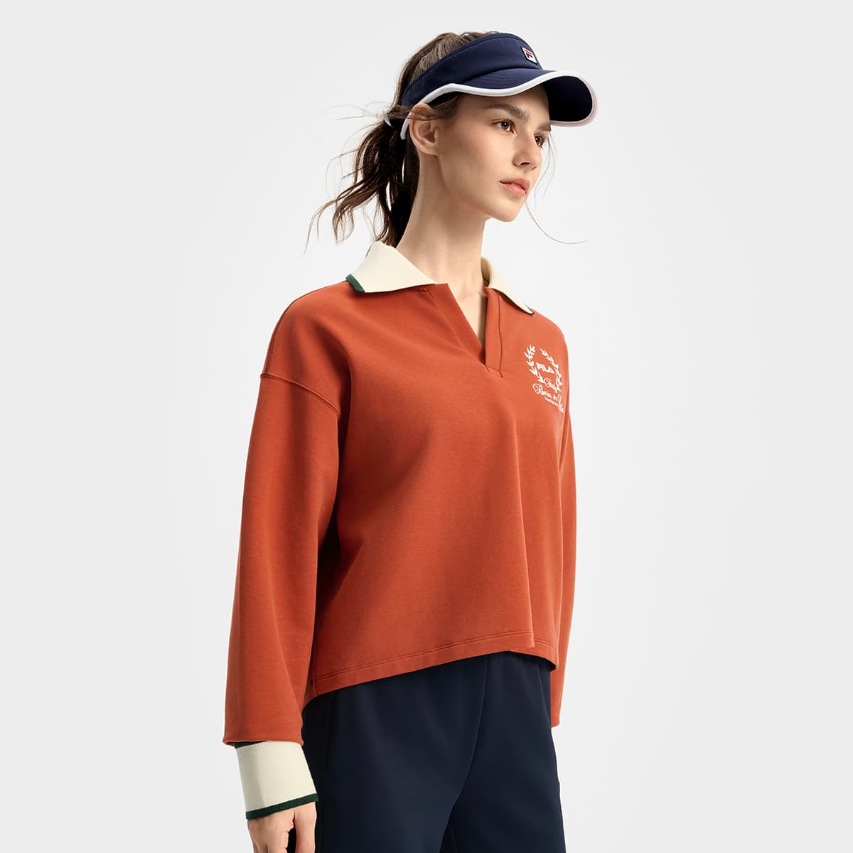 Худи FILA Tennis Толстовка Женский Осенний Солнечный Сушеный Красно-коричневый - изображение 5