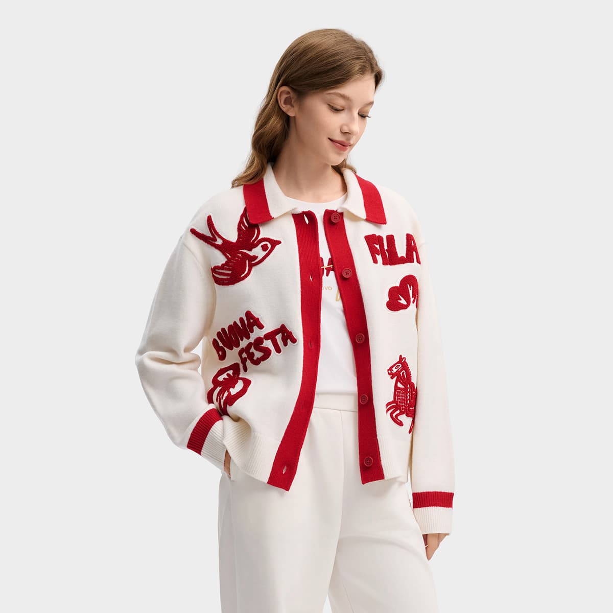 Кардиган FILA CNY Cloud White Женские Свитера - изображение 5