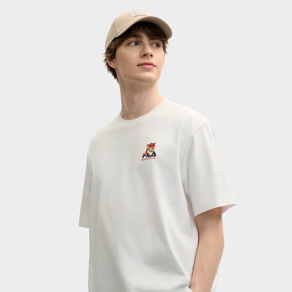 Футболка FILA X MAISON KITSUNE Little Fox T Рубашка Унисекс Облачный Белый - изображение 4