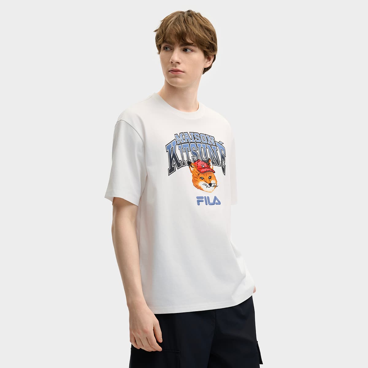 Футболка FILA X MAISON KITSUNE Little Fox T Рубашка Унисекс Облачный Белый - изображение 4