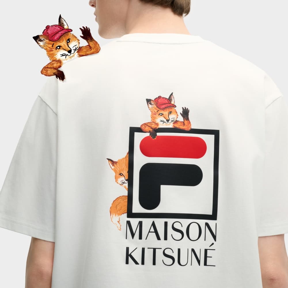 Футболка FILA X MAISON KITSUNE Little Fox T Рубашка Унисекс Облачный Белый - изображение 6