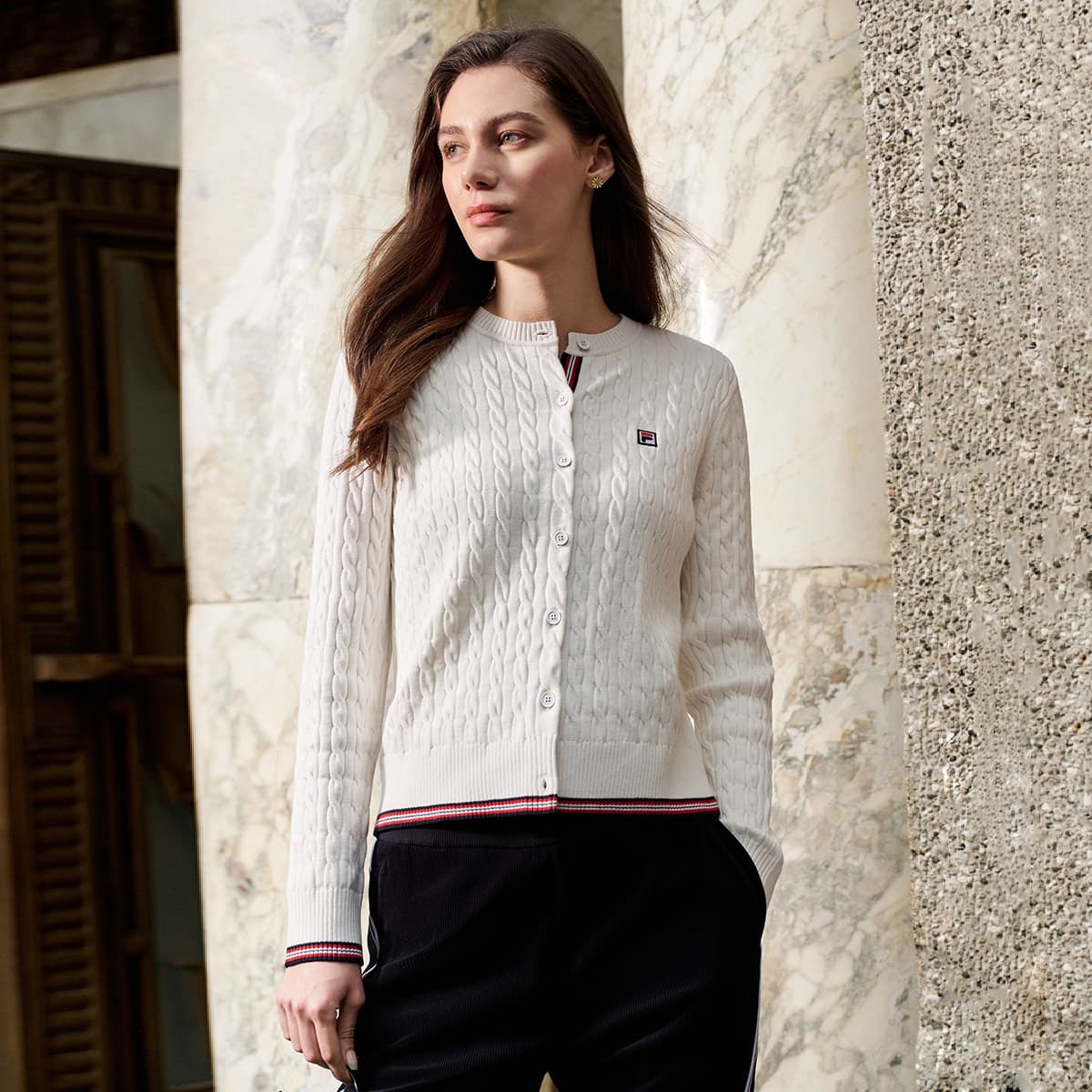 Кардиган Fila Heritage Свитер Женский Облачный Белый - изображение 3