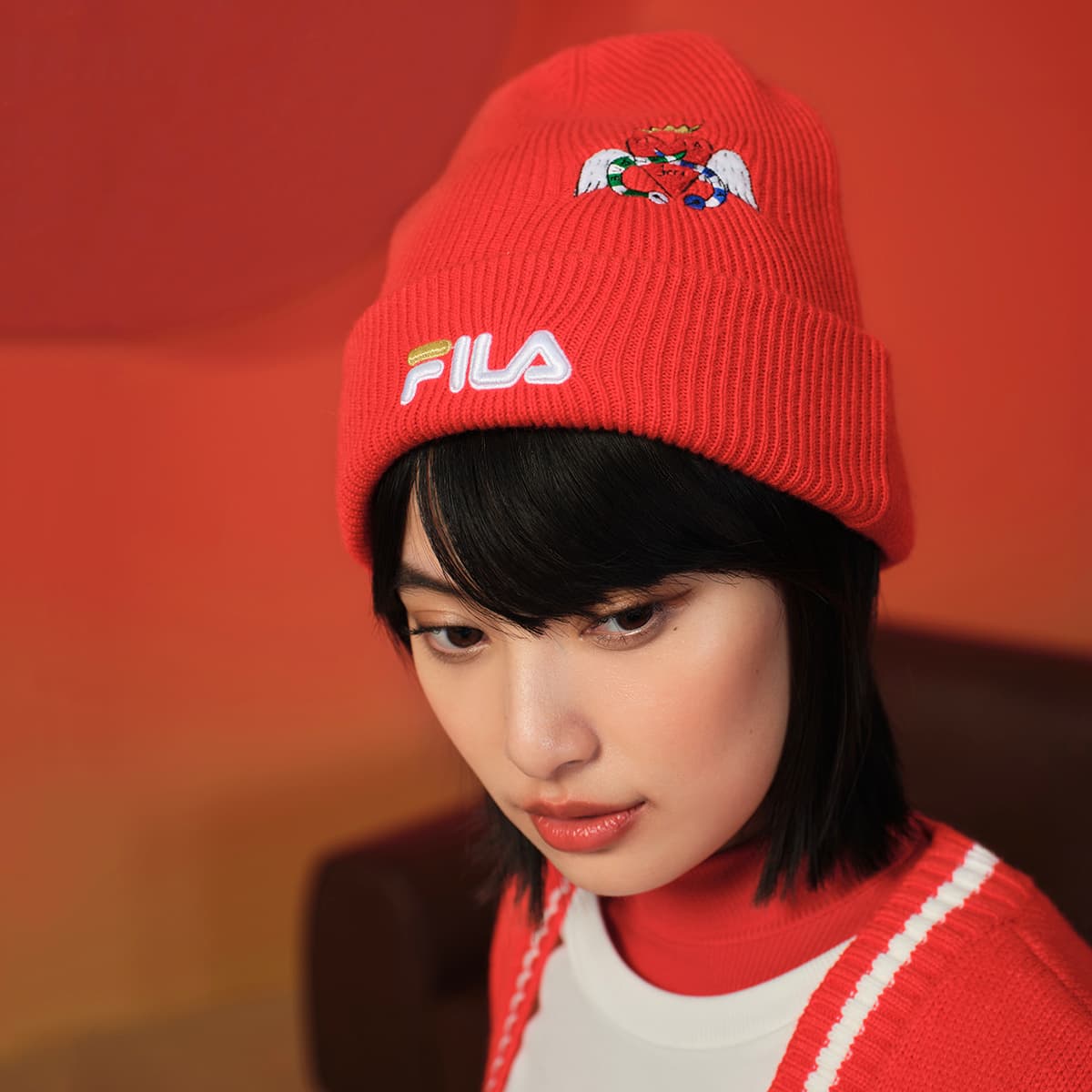 Шапка FILA Шапка из овечьей шерсти Женская Красная - изображение 4