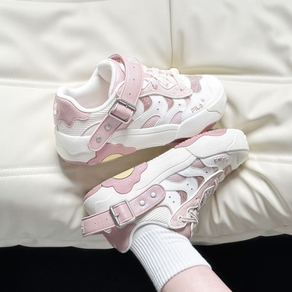 Кроссовки FILA OMELETTE Яйцо Сумка Обувь Low Топ Скейтборд Обувь Women's White Розовый - изображение 5