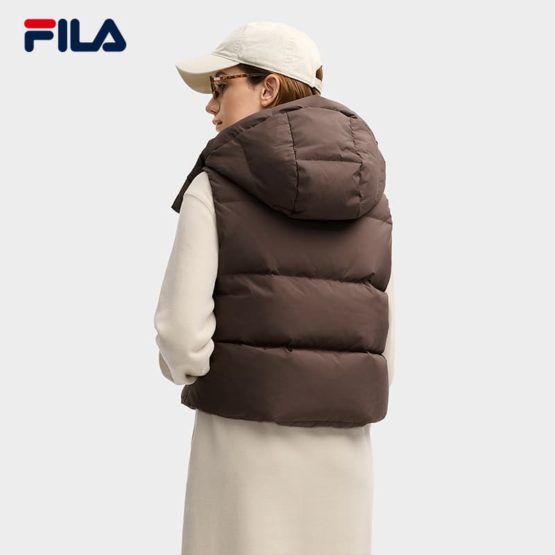 FILA ORIGINALE Пуховый жилет Женские Песочный цвет Рыжевато-коричневый - изображение 4