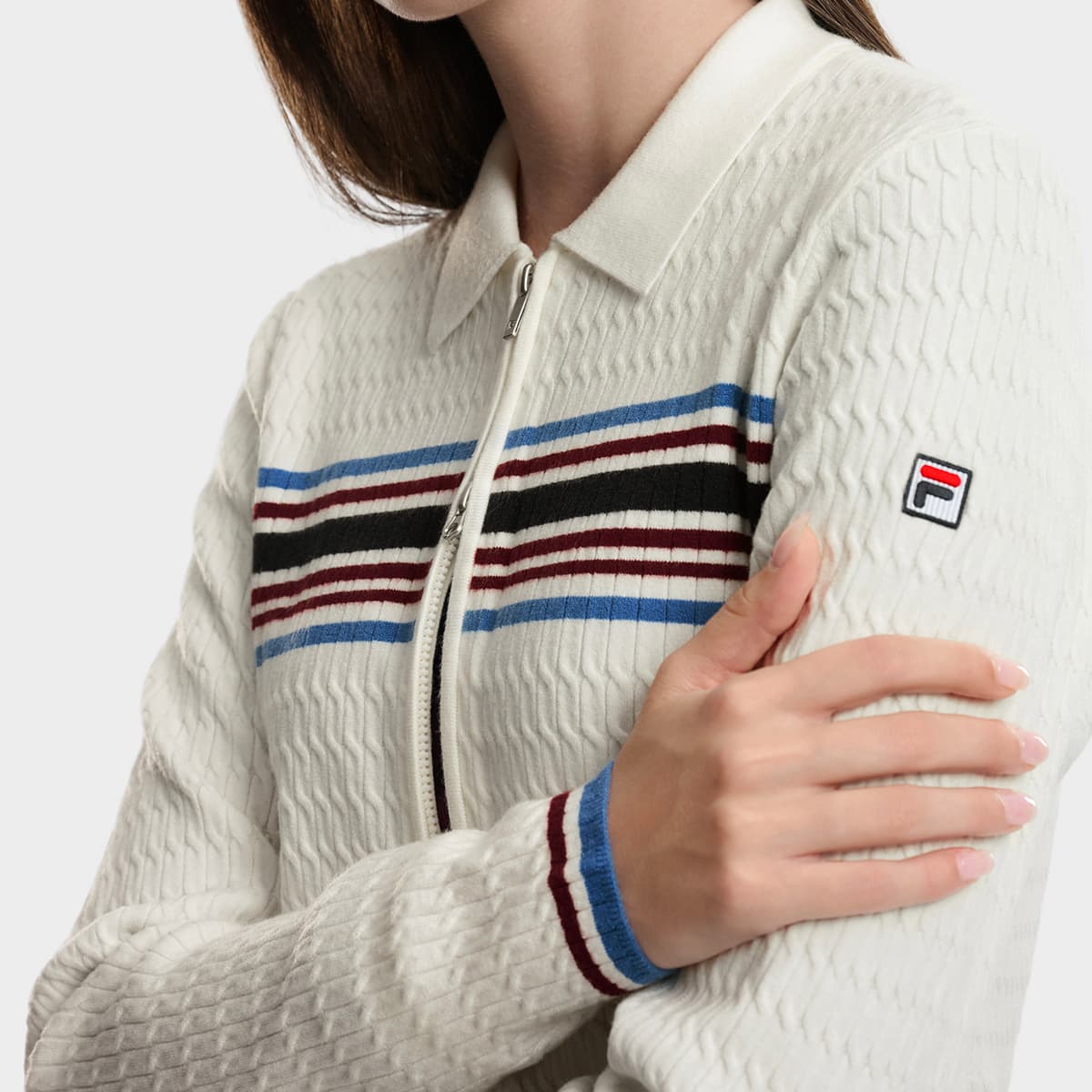 Кардиган Fila Heritage Цапельно-белый Женские Свитеры - изображение 8