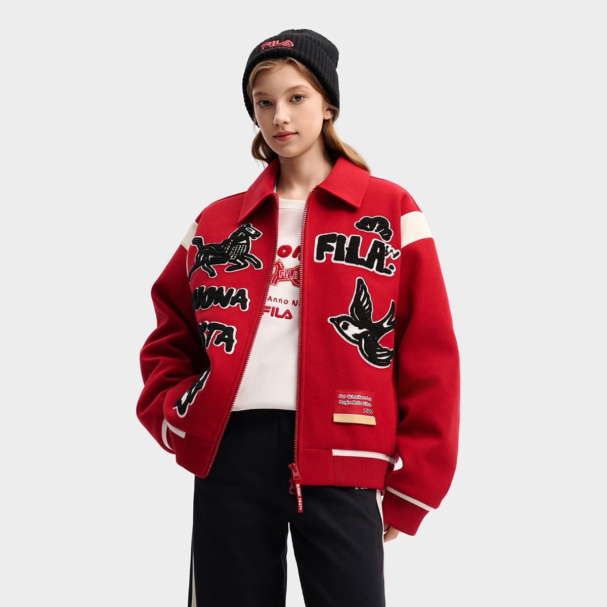 Зимняя куртка пуховик FILA CNY Пуховик Унисекс Красный Ритм - изображение 3