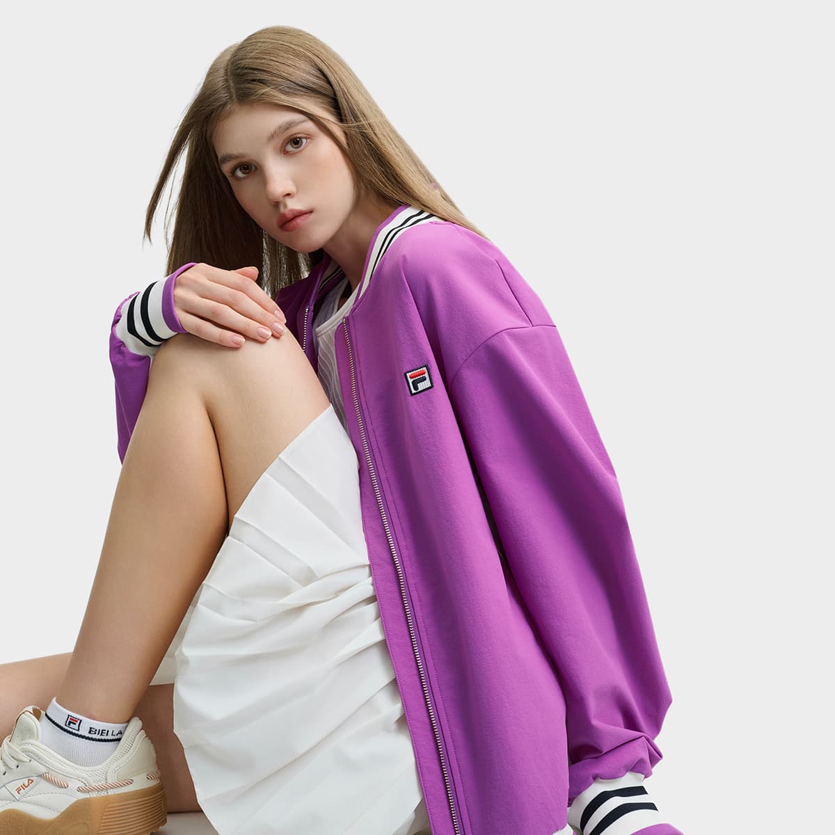 Куртка FILA Ретро Куртки Унисекс JINGHE Фиолетовый - изображение 6