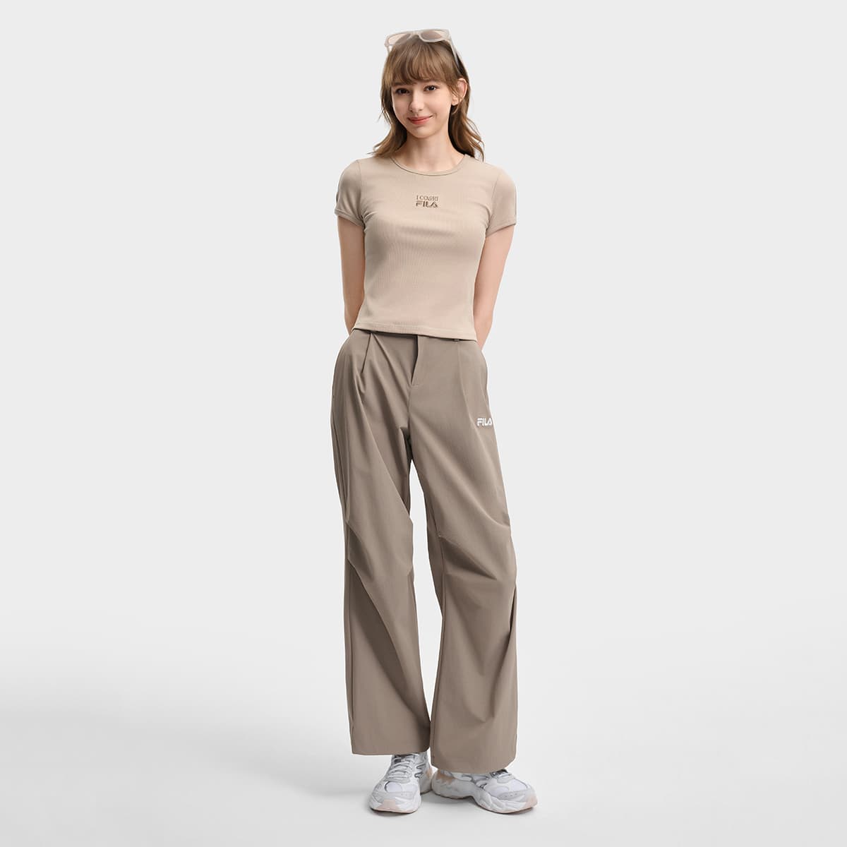 Штаны FILA ORIGINALE Повседневные брюки Женские Абрикосово-коричневый - изображение 6