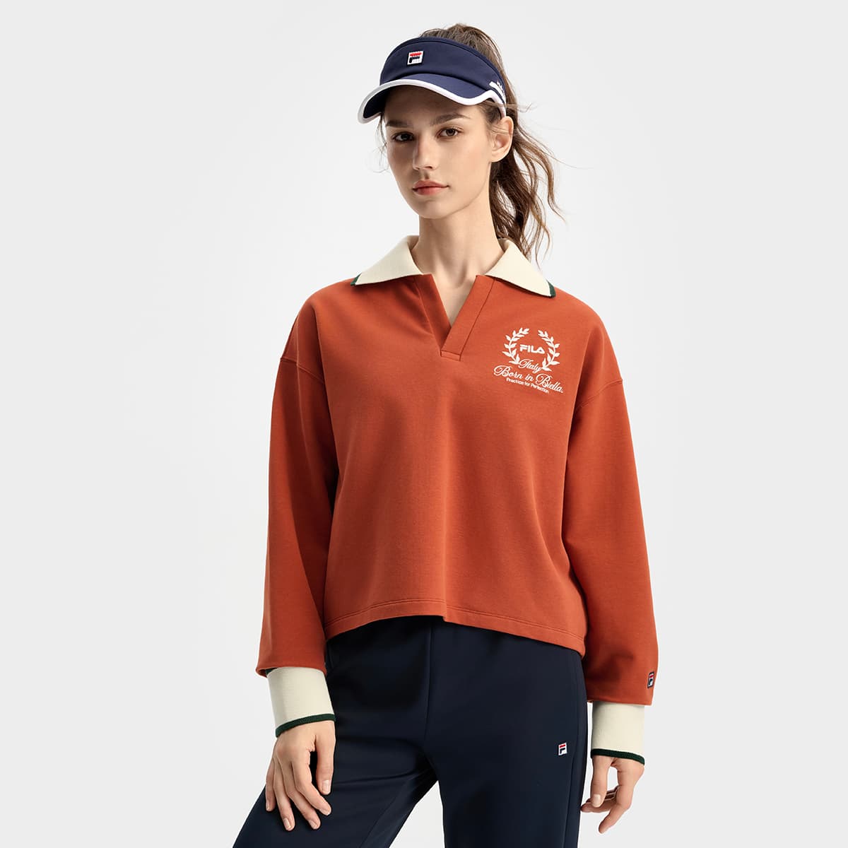 Худи FILA Tennis Толстовка Женский Осенний Солнечный Сушеный Красно-коричневый - изображение 3