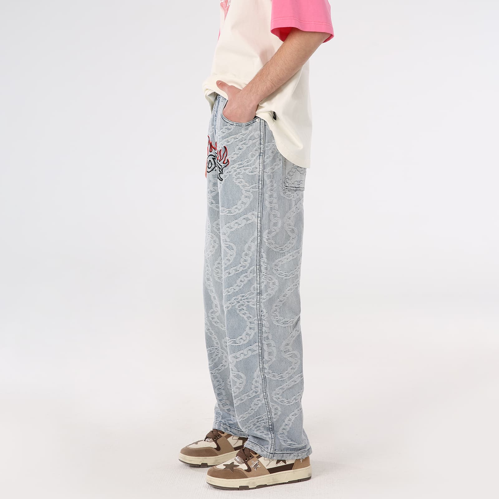Штаны PASET Flame Embroidery Jeans - изображение 3