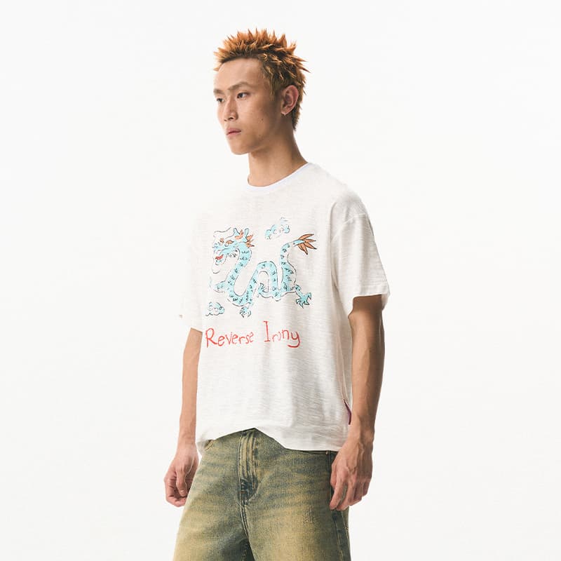 Футболка EMPTY REFERENCE x REVERSE IRONY Dragon Print T-Shirt White - изображение 5