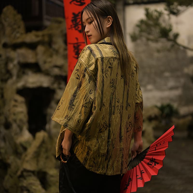 Рубашка Sanshengliubu Jiuzi Lihuo Luxury Bamboo Leaf Shirt - изображение 9