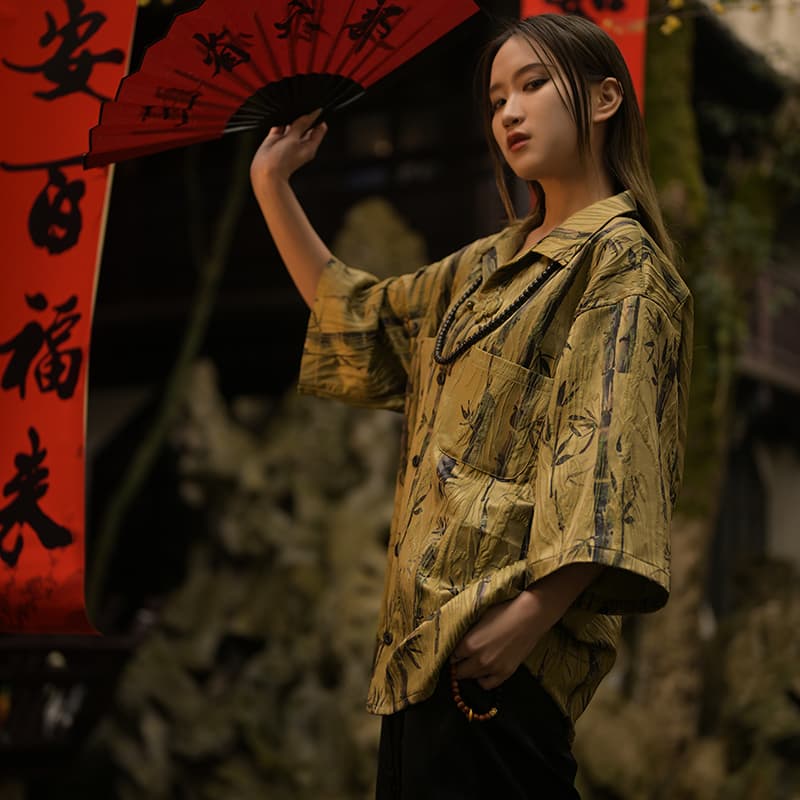 Рубашка Sanshengliubu Jiuzi Lihuo Luxury Bamboo Leaf Shirt - изображение 7
